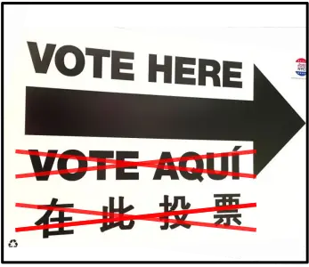 English official language voting sign, click for content